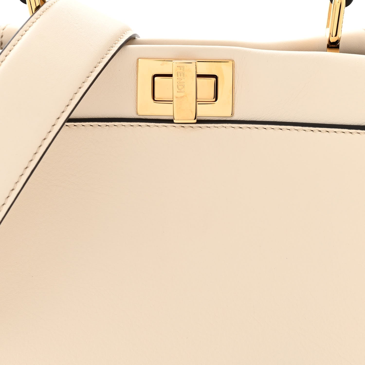Fendi Vitello Seta Suede FF Mini Peekaboo Iconic Satchel Uovo Sigaro Marrone 8 of 11