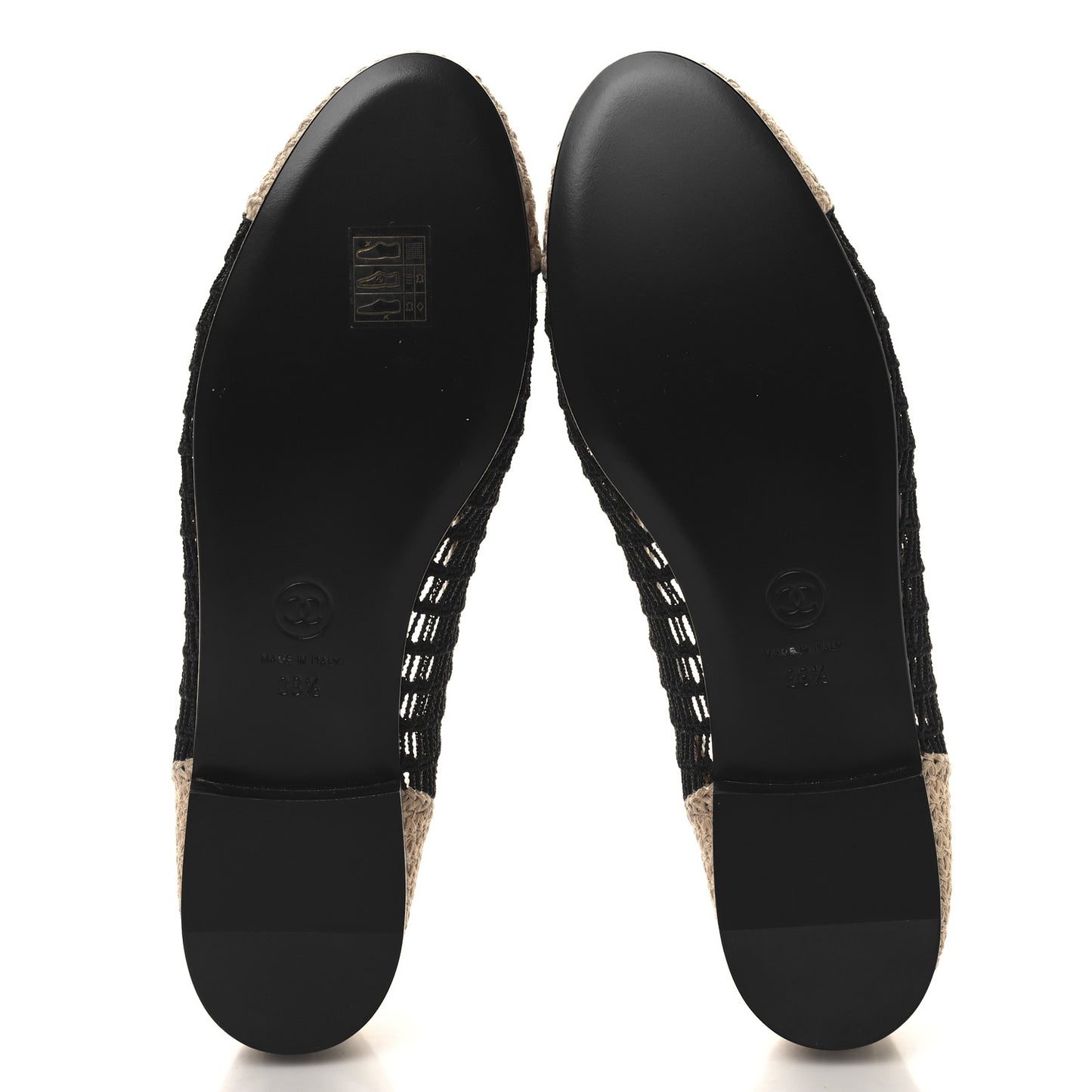 Raffia Cap Toe Ballerina Flats 39 Black Beige