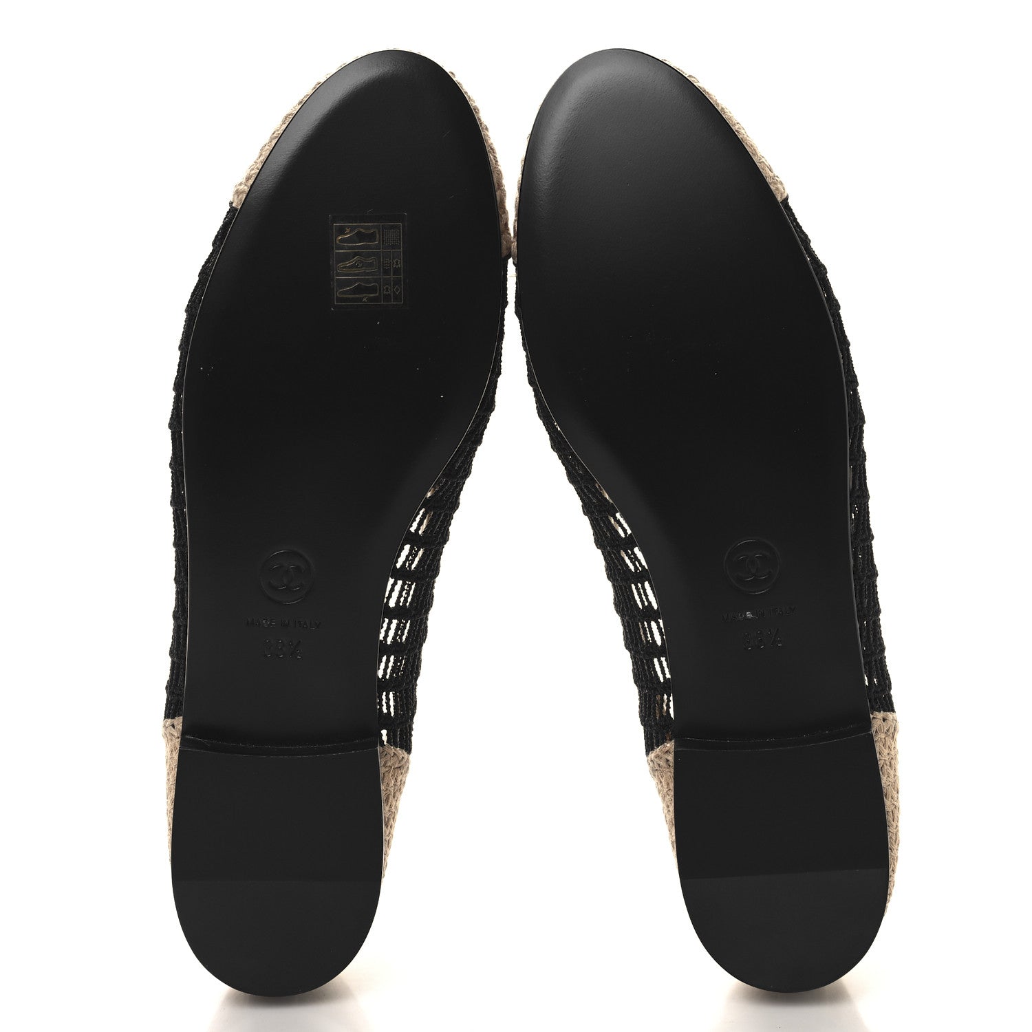 Chanel Raffia Cap Toe Ballerina Flats 39 Black Beige 6 of 8
