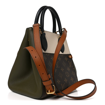 Louis Vuitton Calfskin Monogram Fold Tote PM Cream Khaki Black 3 of 9