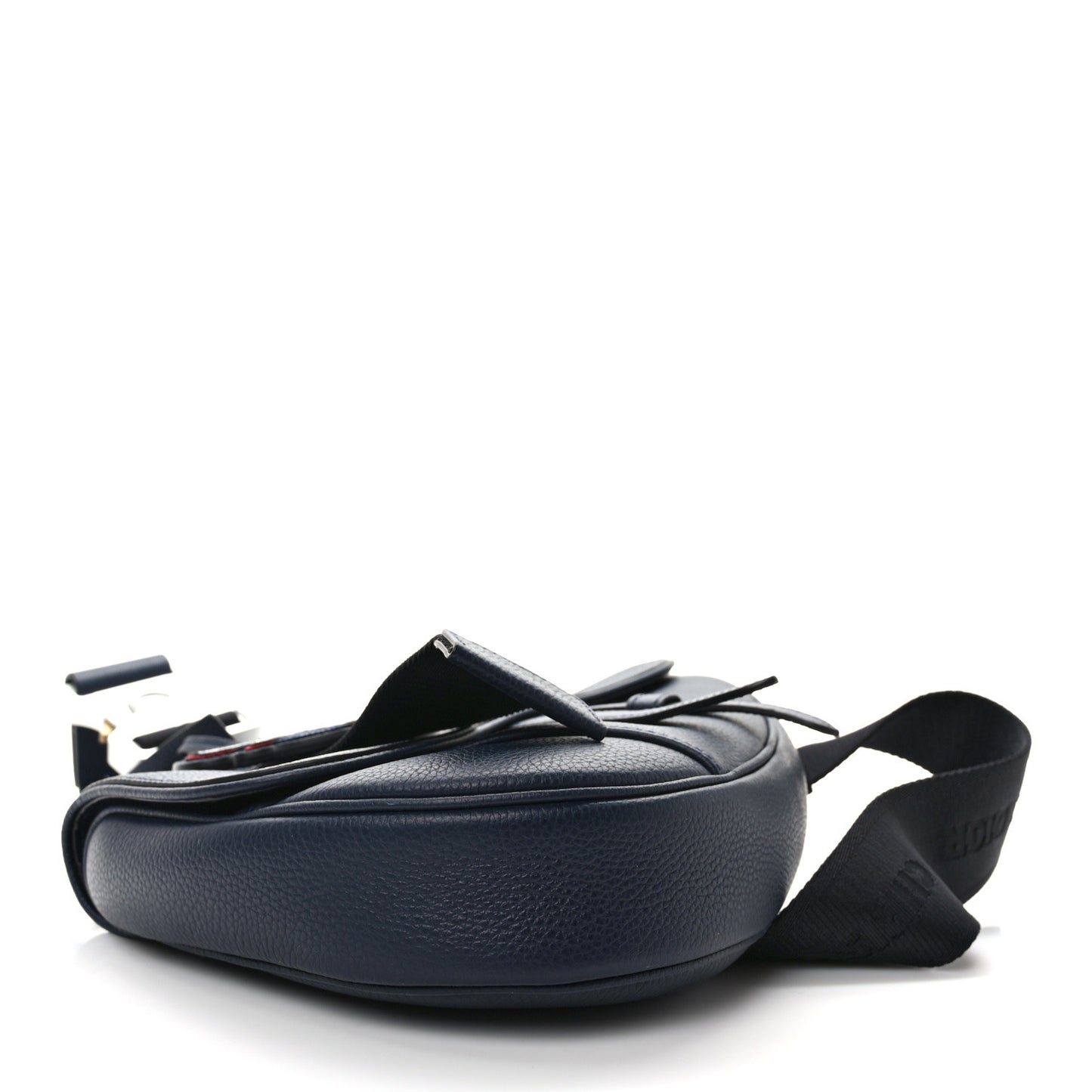 X SHAWN STUSSY Grained Calfskin Ox Head Saddle Bag Navy Blue