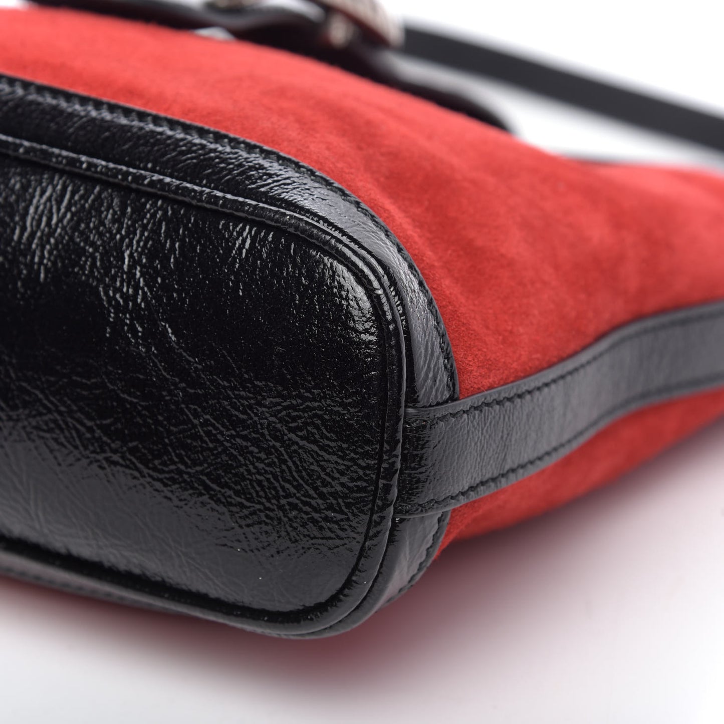 Suede Patent Medium Dionysus Bucket Bag Red