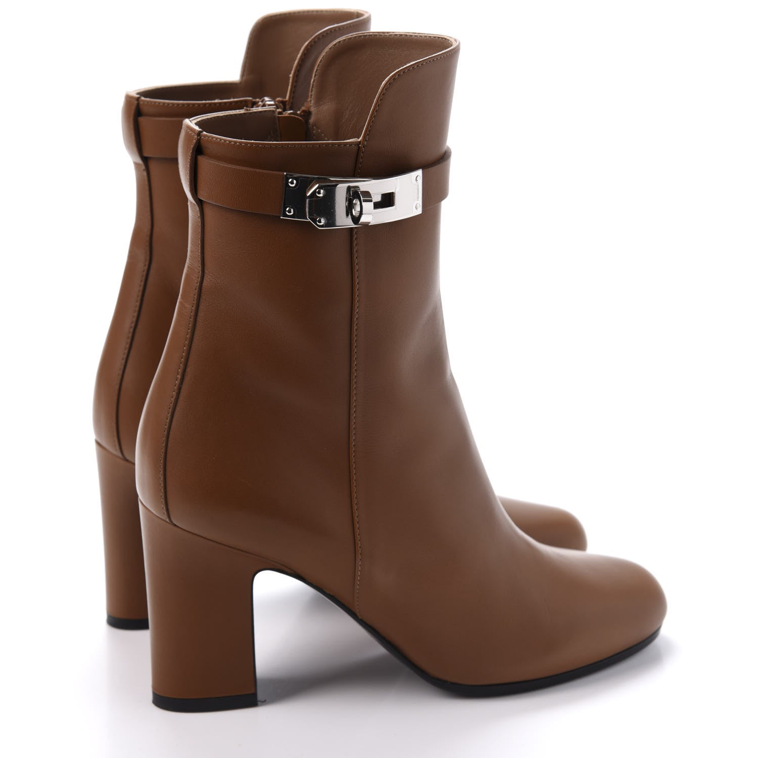 Hermes Calfskin Joueuse Ankle Boots 35.5 Camel 4 of 9