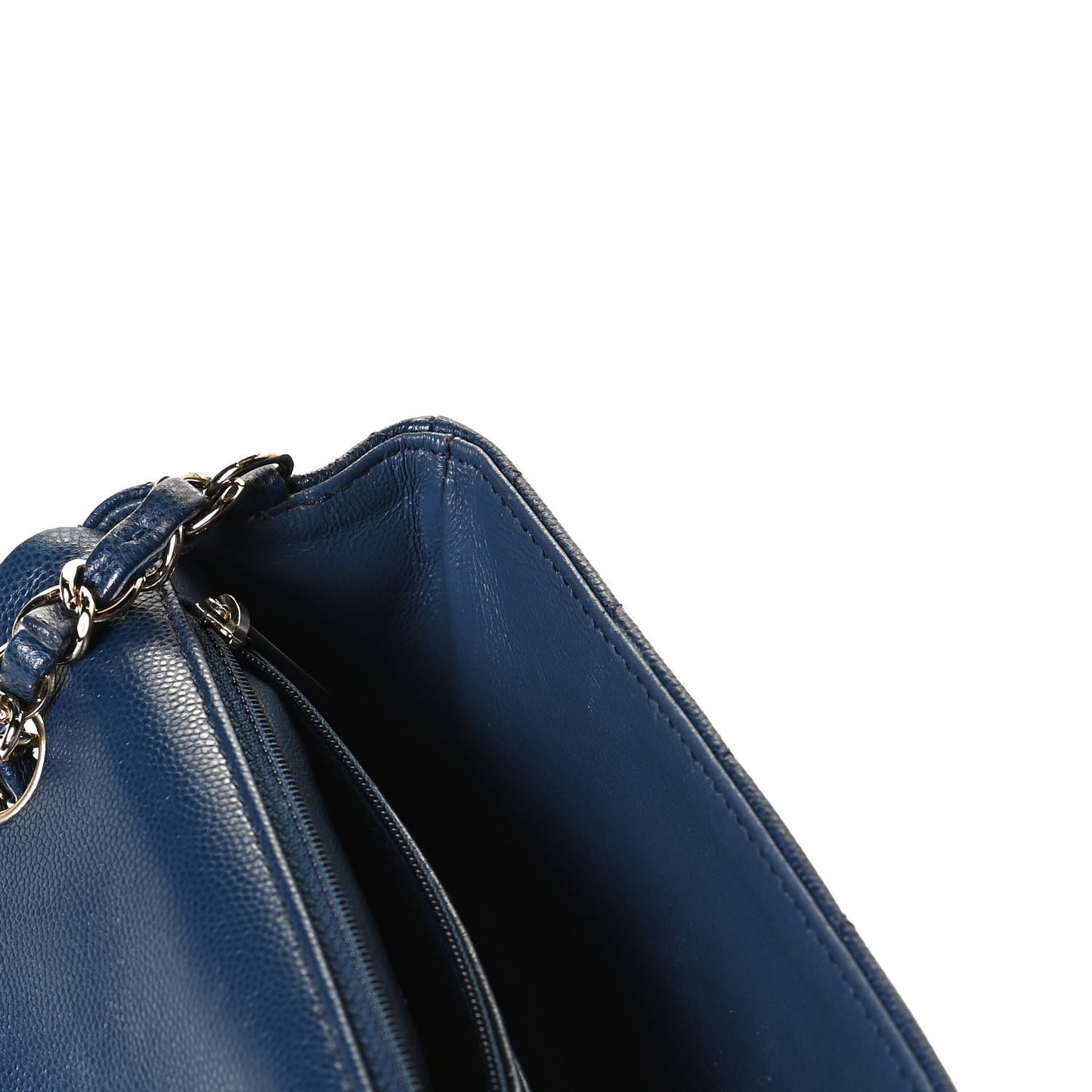 Caviar Quilted Mini Rectangular Flap Navy