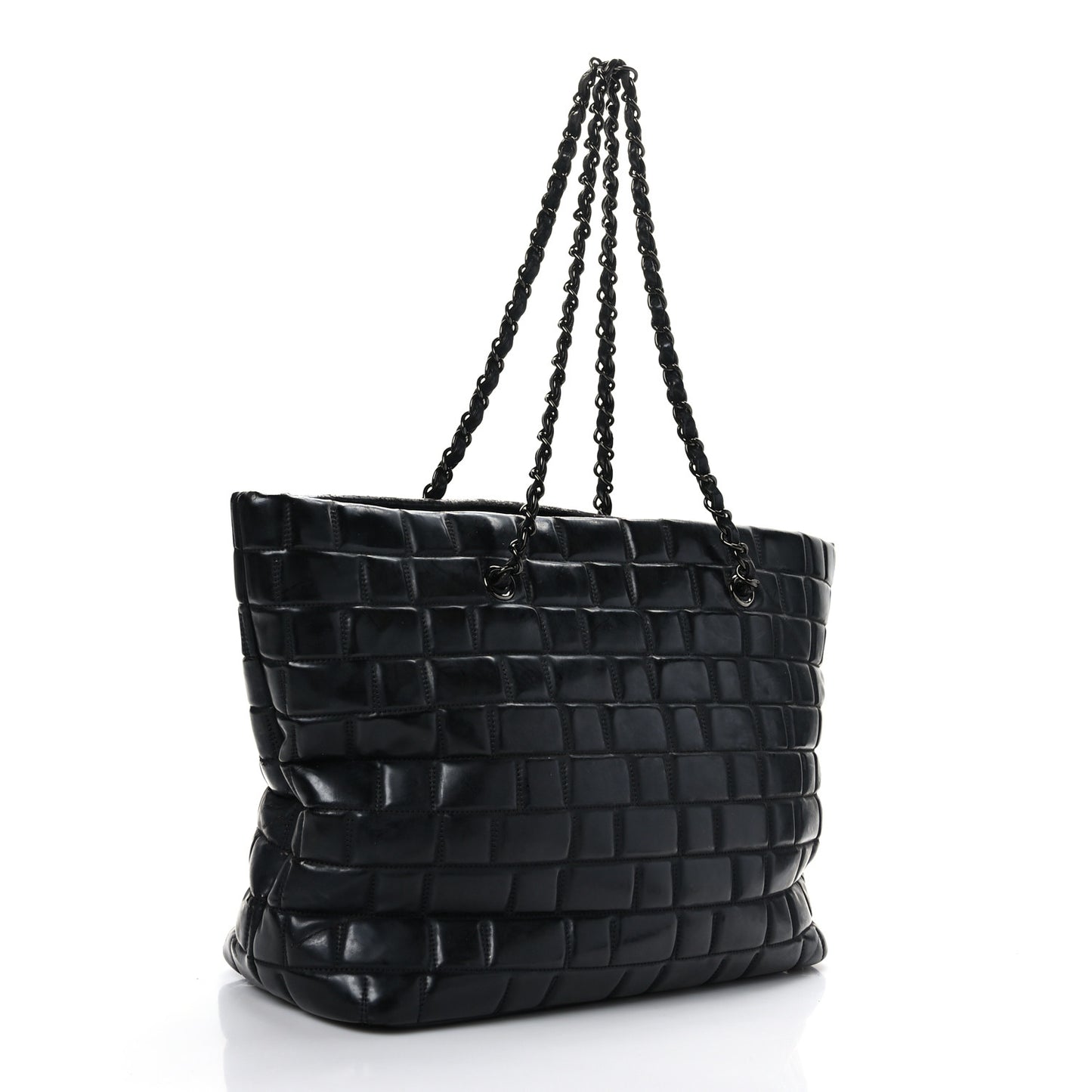 Vinyl Quilted Frozen Shopping Tote Black