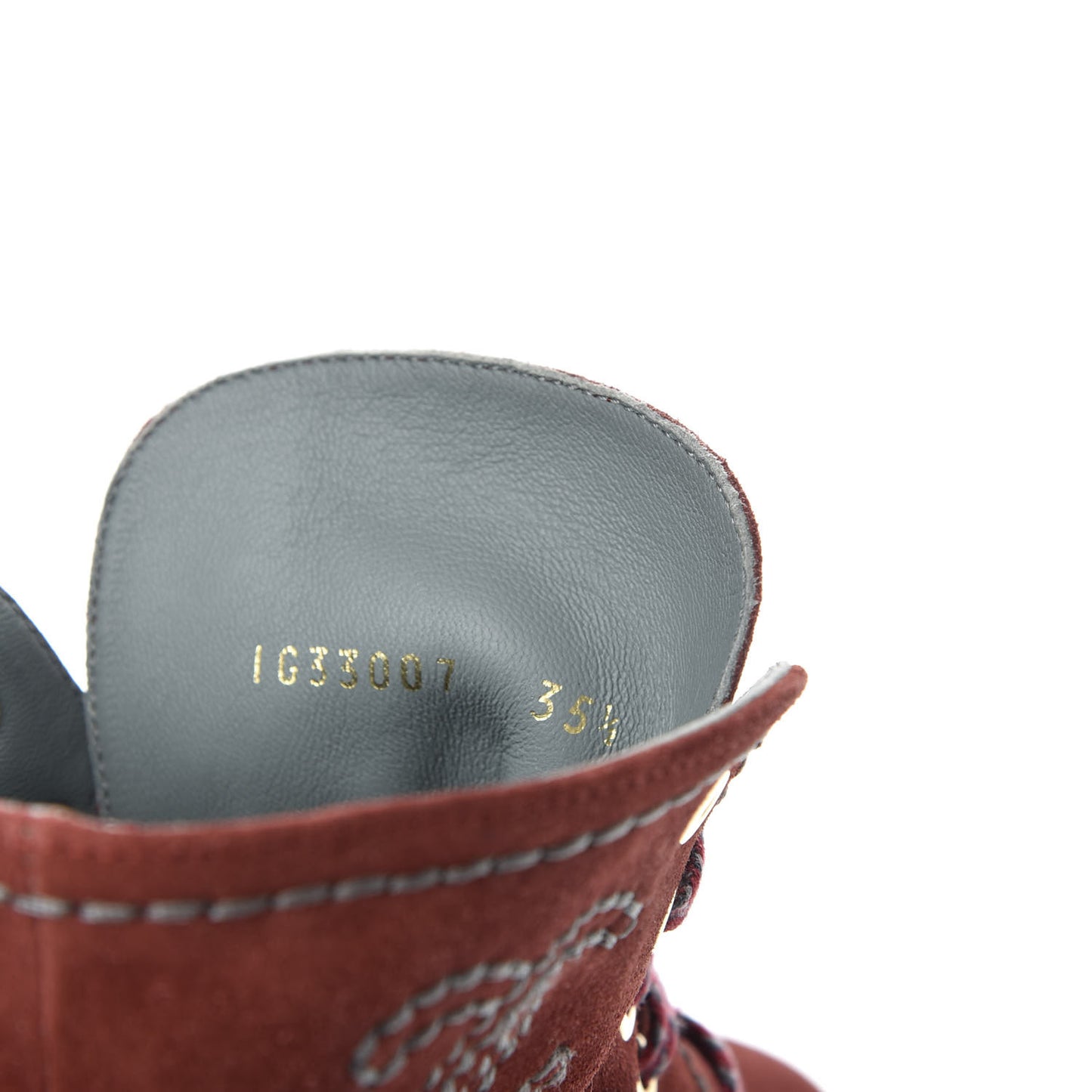 Suede Calfskin Womens Lace Up Short Boots 35.5 Burgundy