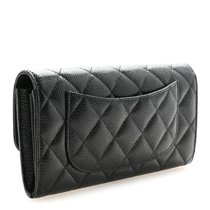 Chanel Caviar Quilted Large Gusset Flap Wallet Black 3 of 9