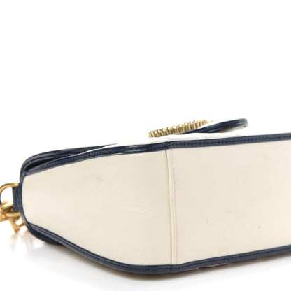 Gucci Vintage Effect Calfskin Matelasse Diagonal Mini Torchon GG Marmont Top Handle Shoulder Bag Mystic White Blue Agata 8 of 9