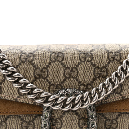 Gucci GG Supreme Monogram Suede Crystal Small Dionysus Shoulder Bag Beige Ebony Taupe 8 of 10