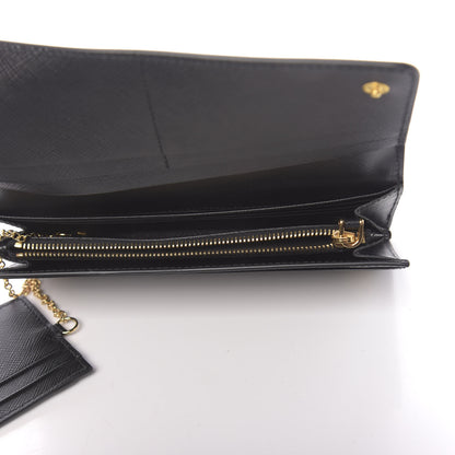 Prada Saffiano Continental Flap Wallet Black 6 of 8