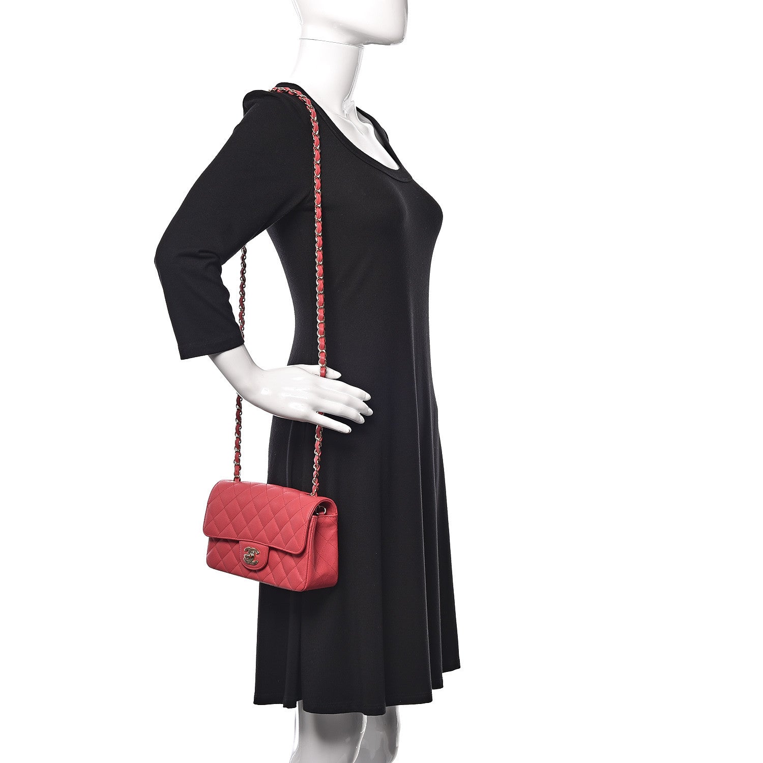 Chanel Caviar Quilted Mini Rectangular Flap Dark Pink 2 of 10
