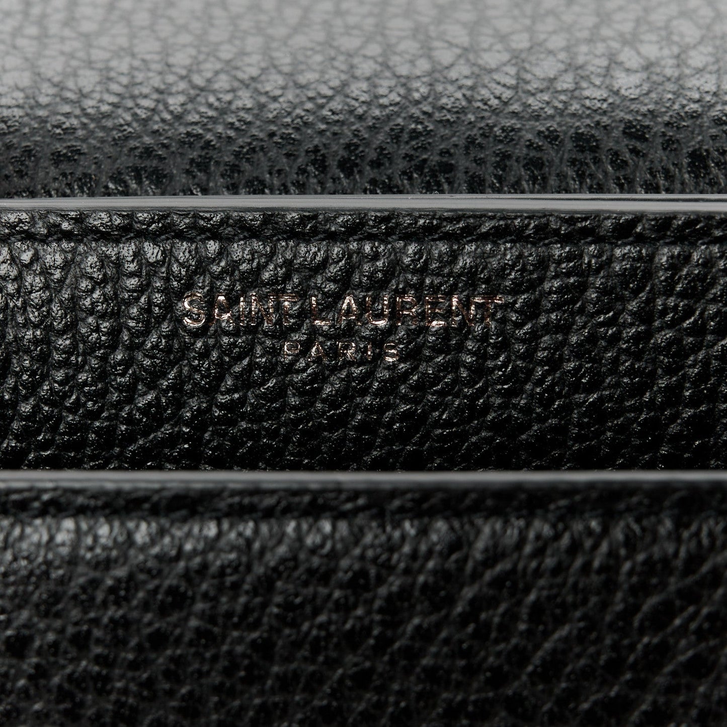 Grained Calfskin Medium Monogram Sunset Satchel Black