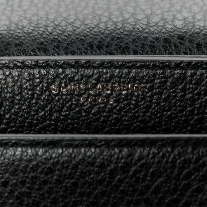 Saint Laurent Grained Calfskin Medium Monogram Sunset Satchel Black 7 of 11