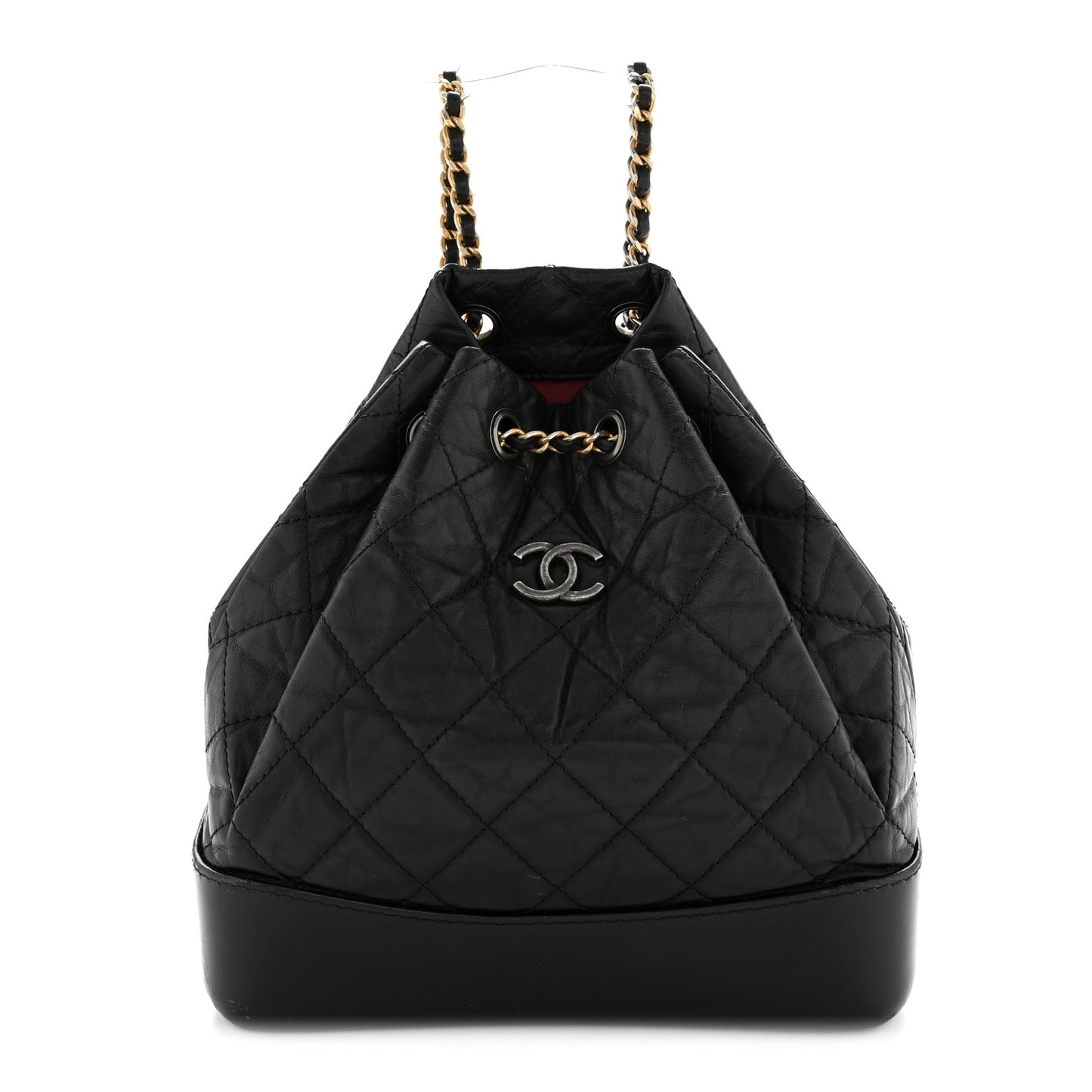 Aged Calfskin Quilted Small Gabrielle Backpack Black