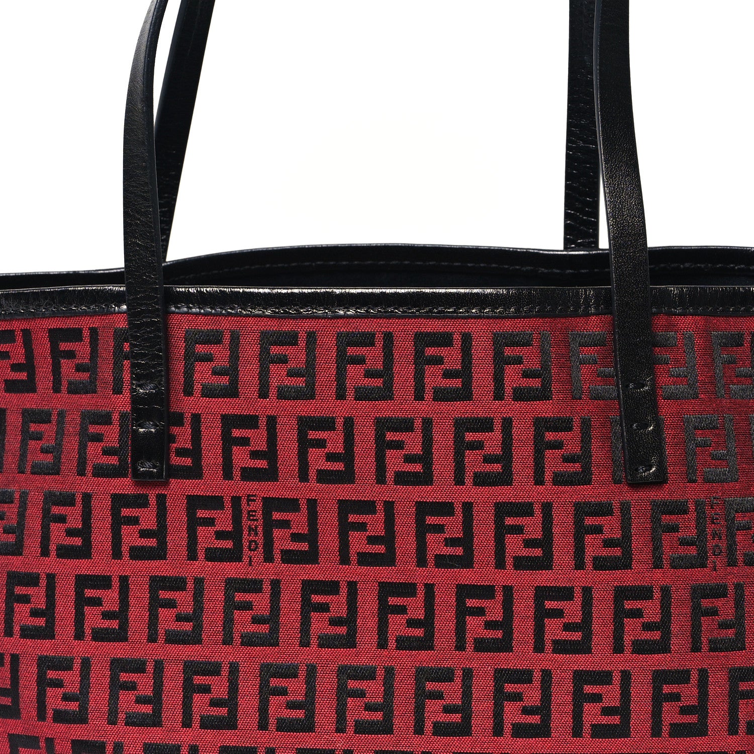 Fendi Zucchino Tote Red Black 10 of 14