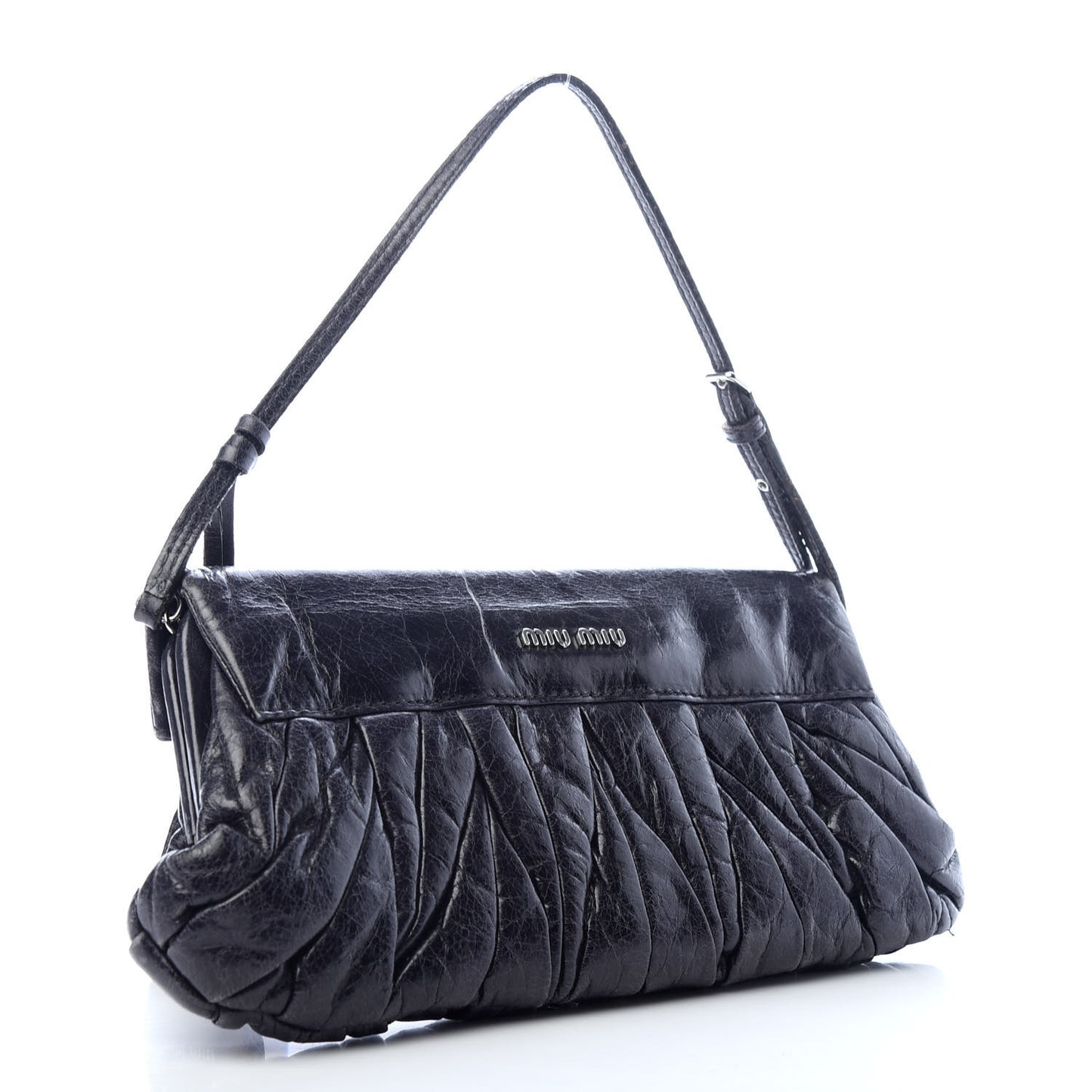 Vitello Lux Matelasse Flap Pochette Bluette