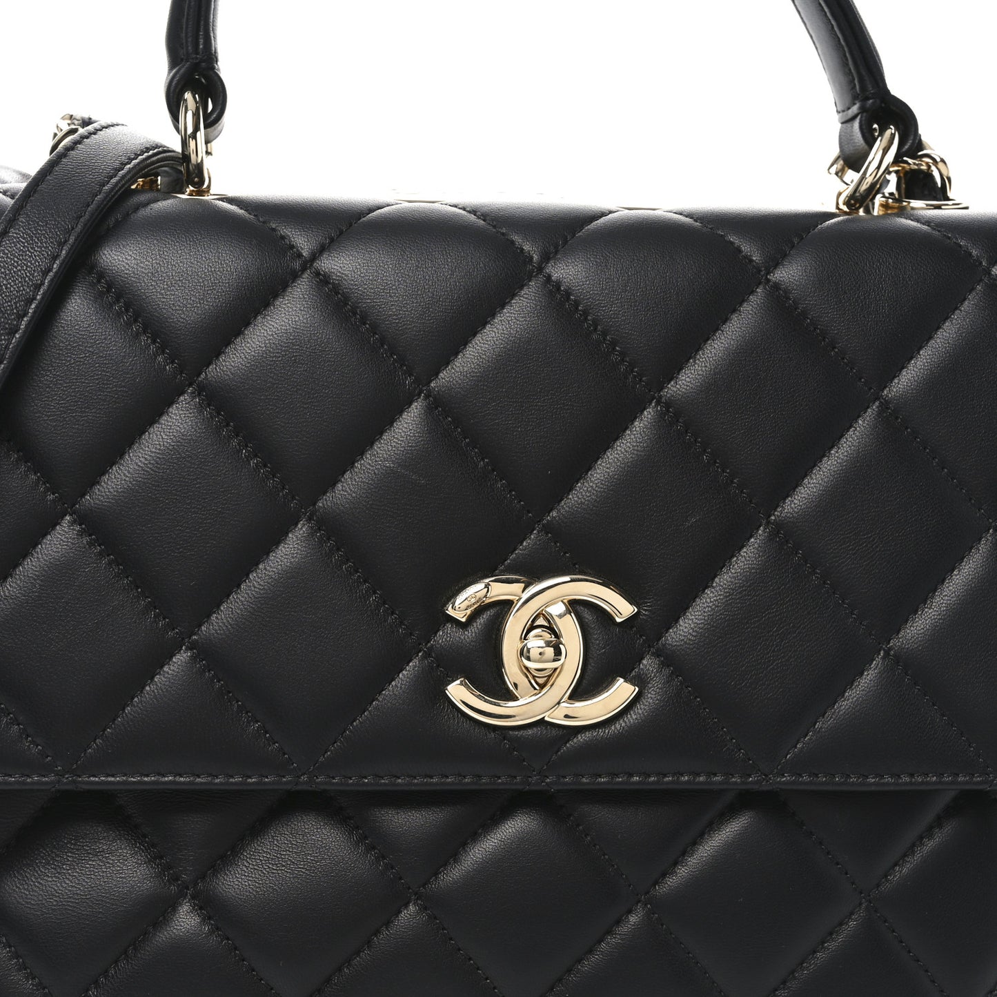 Lambskin Quilted Large Trendy CC Dual Handle Flap Bag Black