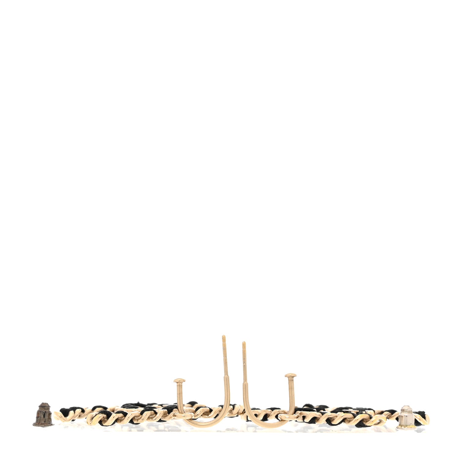 Chanel Satin CC Chain Earrings Light Gold Black 3 of 6