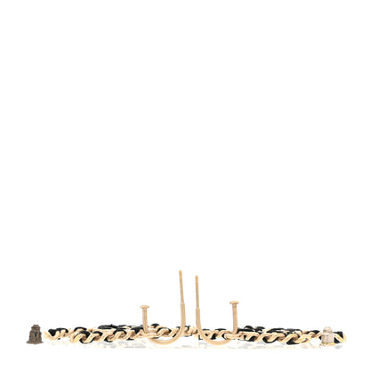 Chanel Satin CC Chain Earrings Light Gold Black 3 of 6