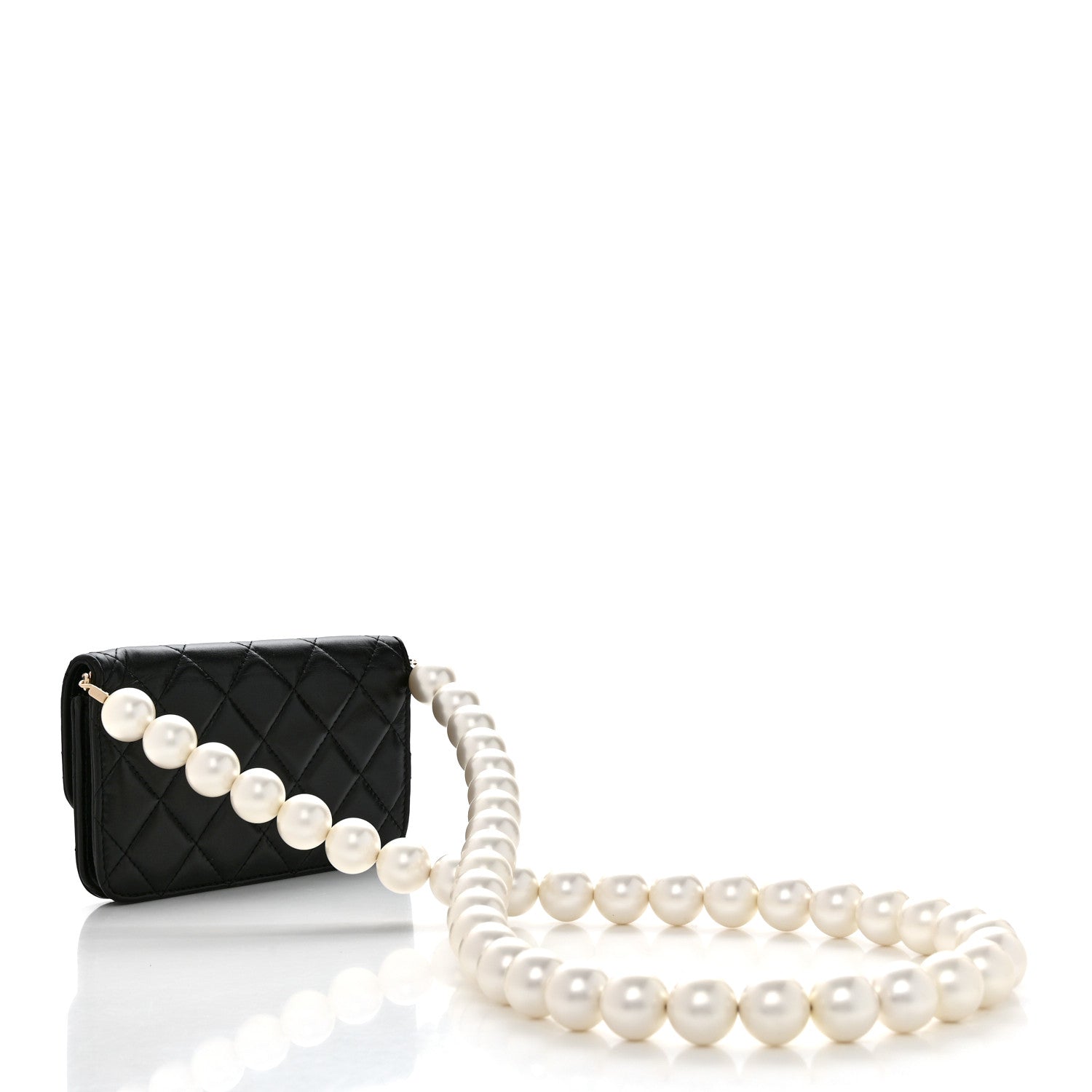 Chanel Calfskin Quilted Maxi Pearls Clutch With Chain Black 3 of 13