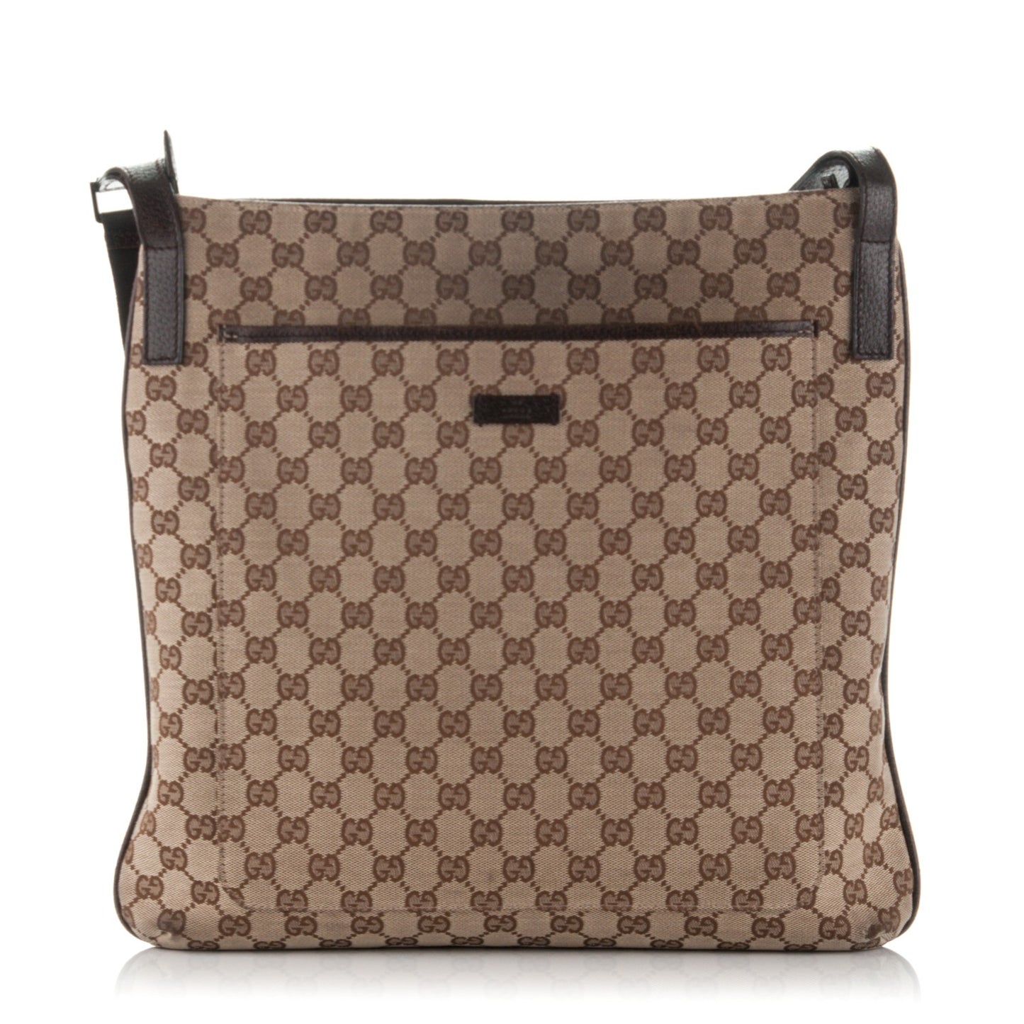 Monogram Large Flat Messenger Bag Dark Brown
