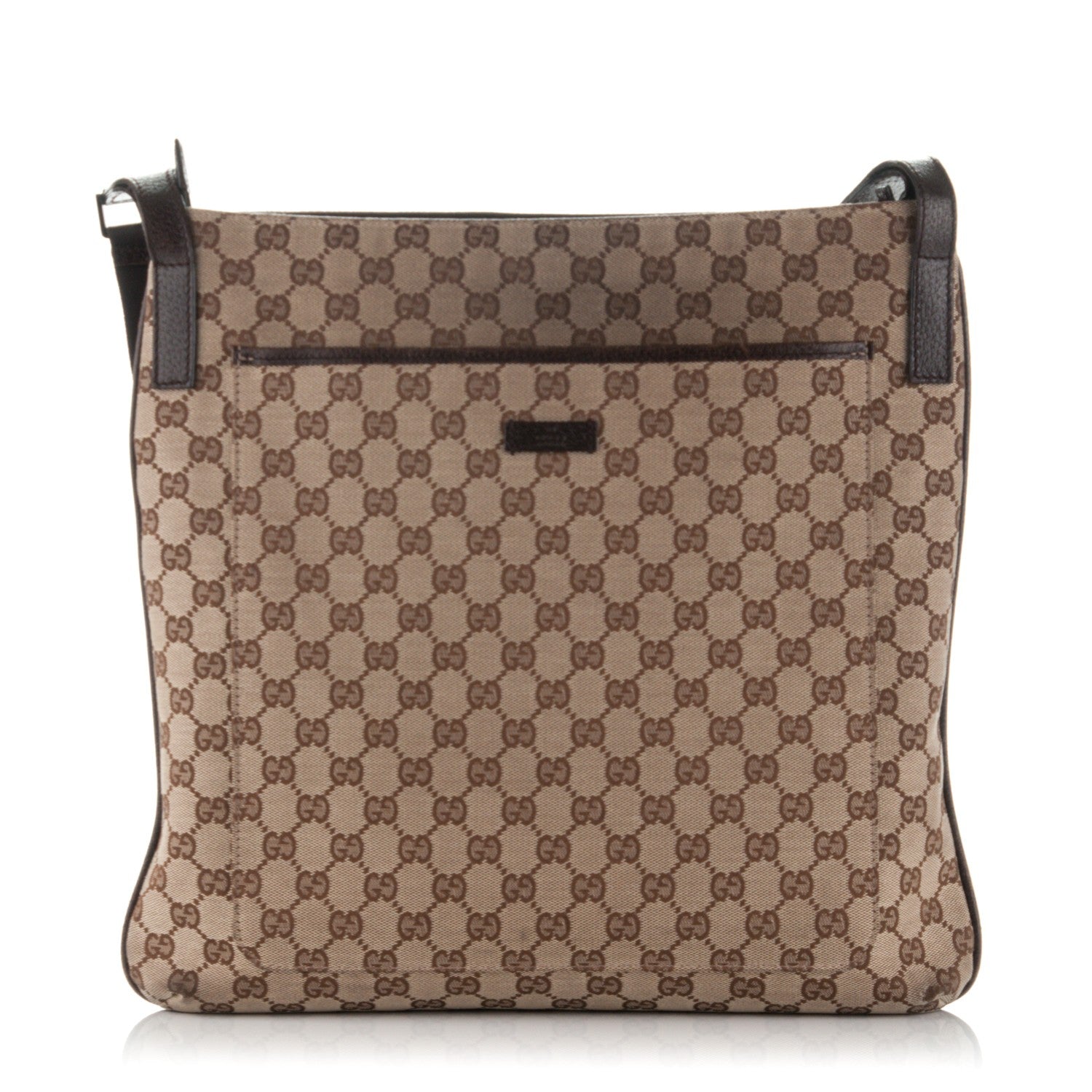 Gucci Monogram Large Flat Messenger Bag Dark Brown 1 of 9