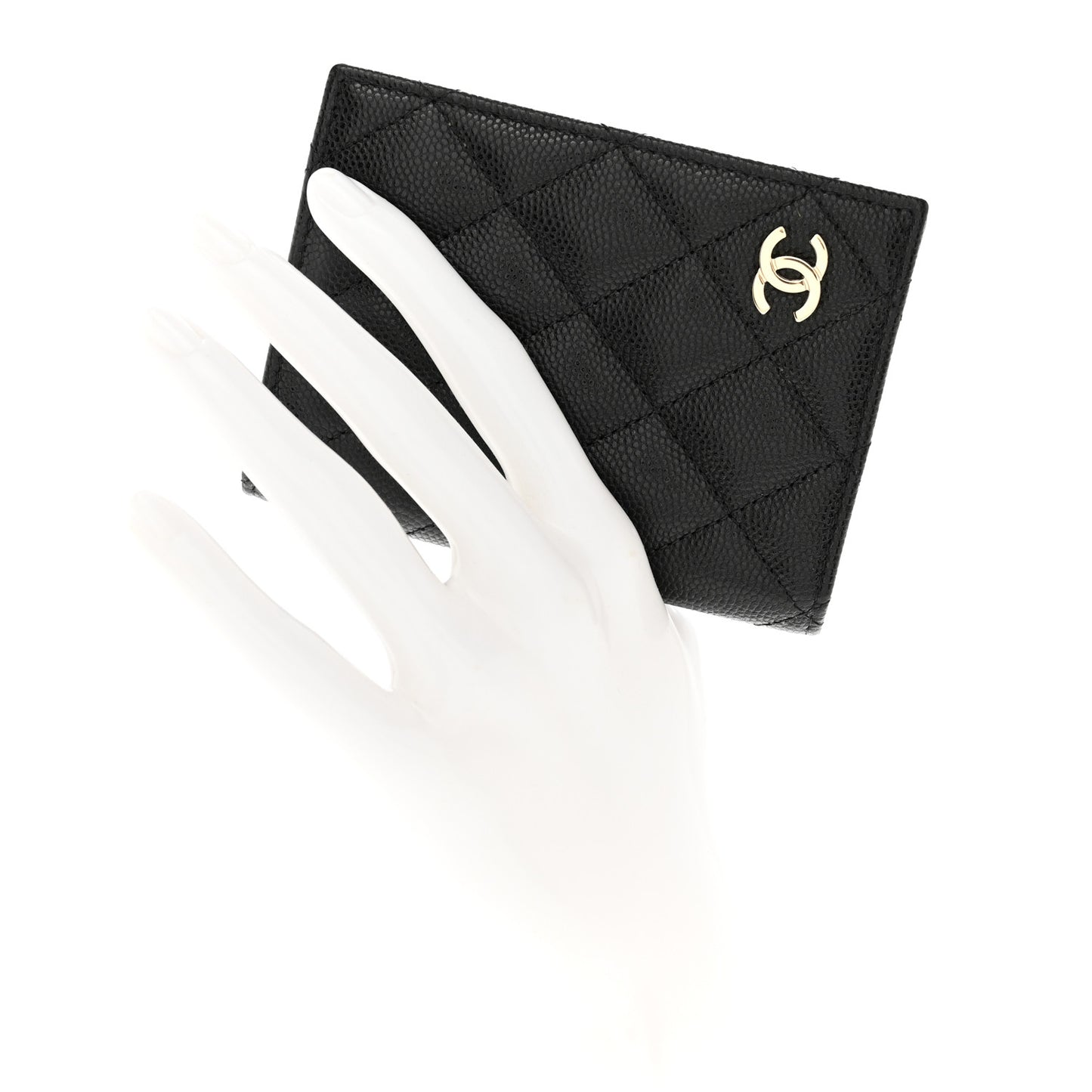 Caviar Quilted Card Holder Wallet Black