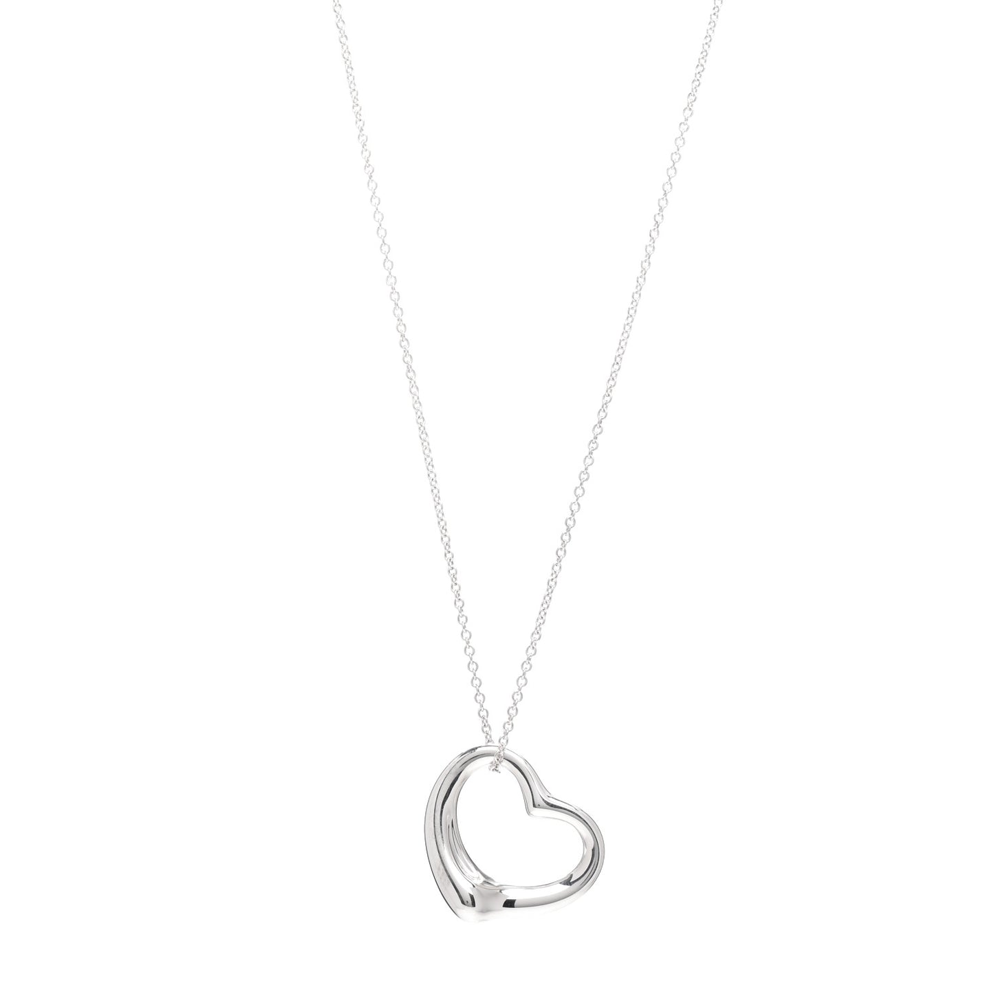 Sterling Silver 27mm Elsa Peretti Open Heart Pendant Necklace