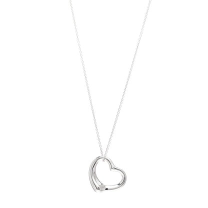 Tiffany Sterling Silver 27mm Elsa Peretti Open Heart Pendant Necklace 1 of 5