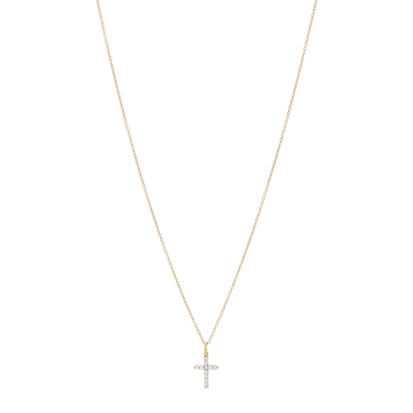 18K Yellow Gold Diamond Cable Collectibles Cross Pendant Necklace