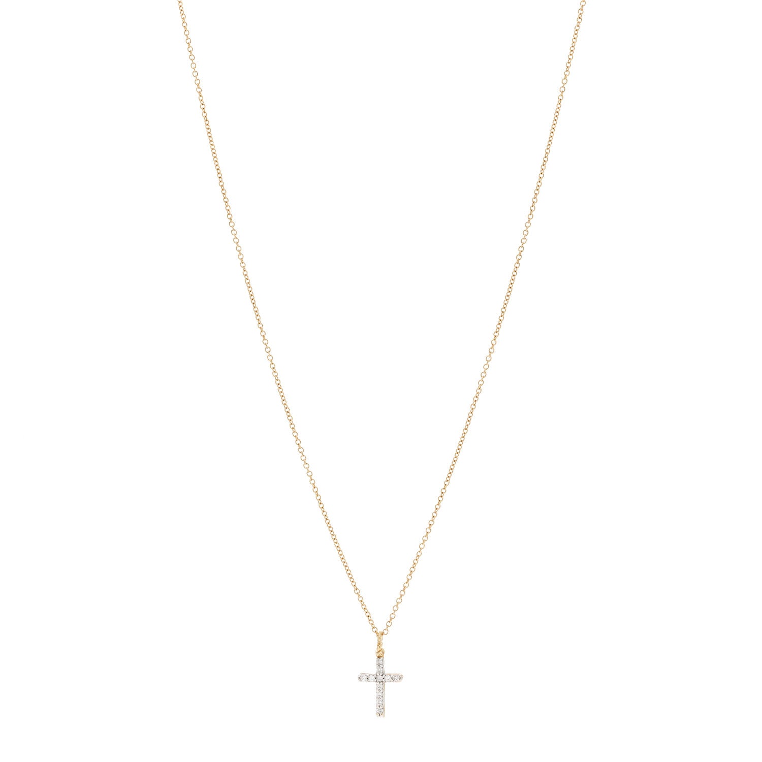 David Yurman 18K Yellow Gold Diamond Cable Collectibles Cross Pendant Necklace 1 of 6
