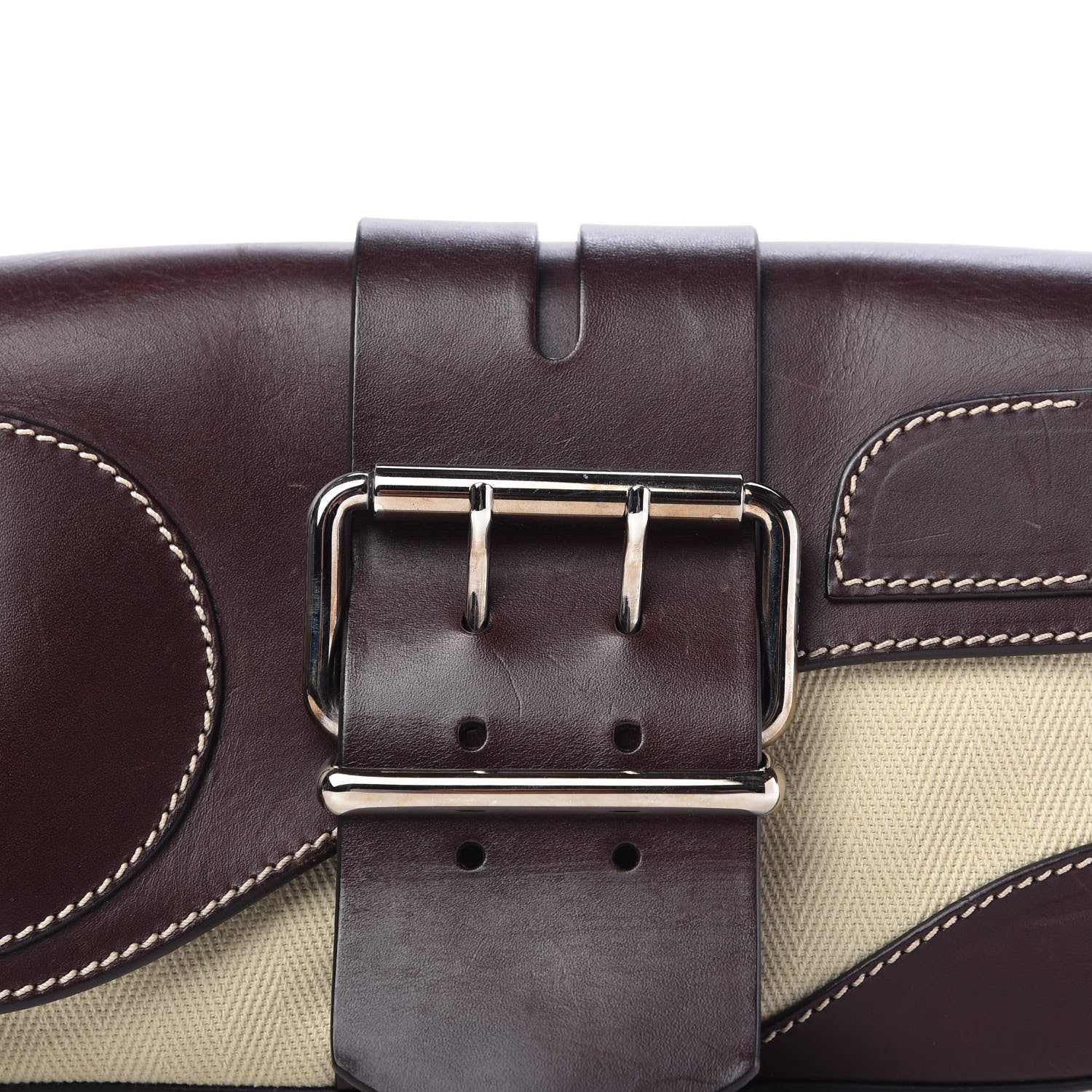 Fendi Canvas Calfskin Flap Bag Panna Caffe 9 of 9