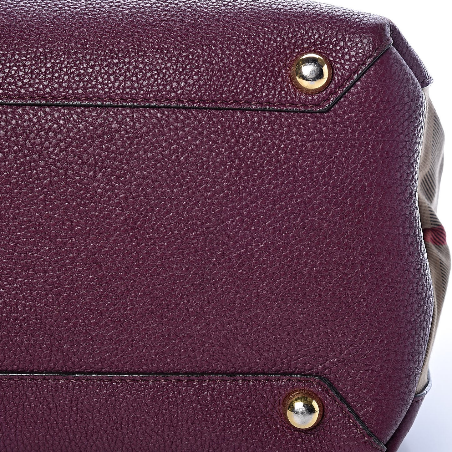 Grainy Calfskin House Check Medium Banner Tote Elderberry
