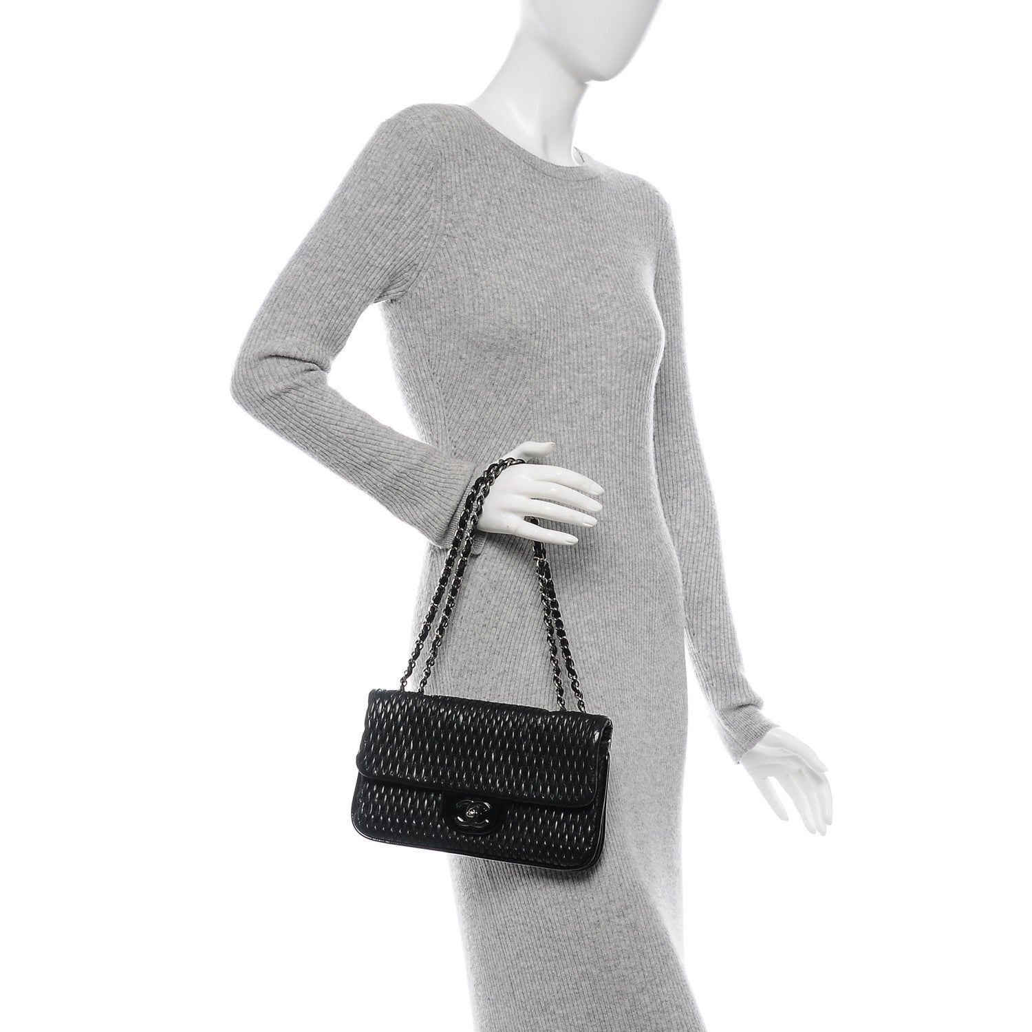 Chanel Vinyl Lambskin Quilted Shoulder Flap Black 2 of 7