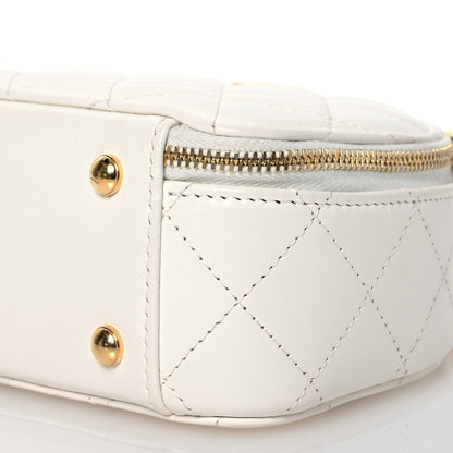 Chanel Lambskin Quilted Small Chic Riviera Top Handle Vanity Case White 10 of 15