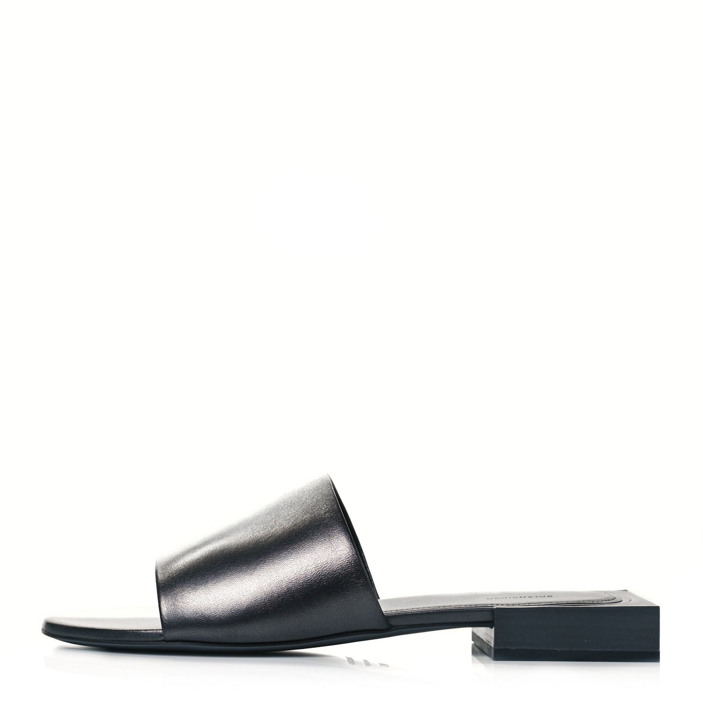 Shiny Smooth Sheepskin Box Flat Sandals 40.5 Black