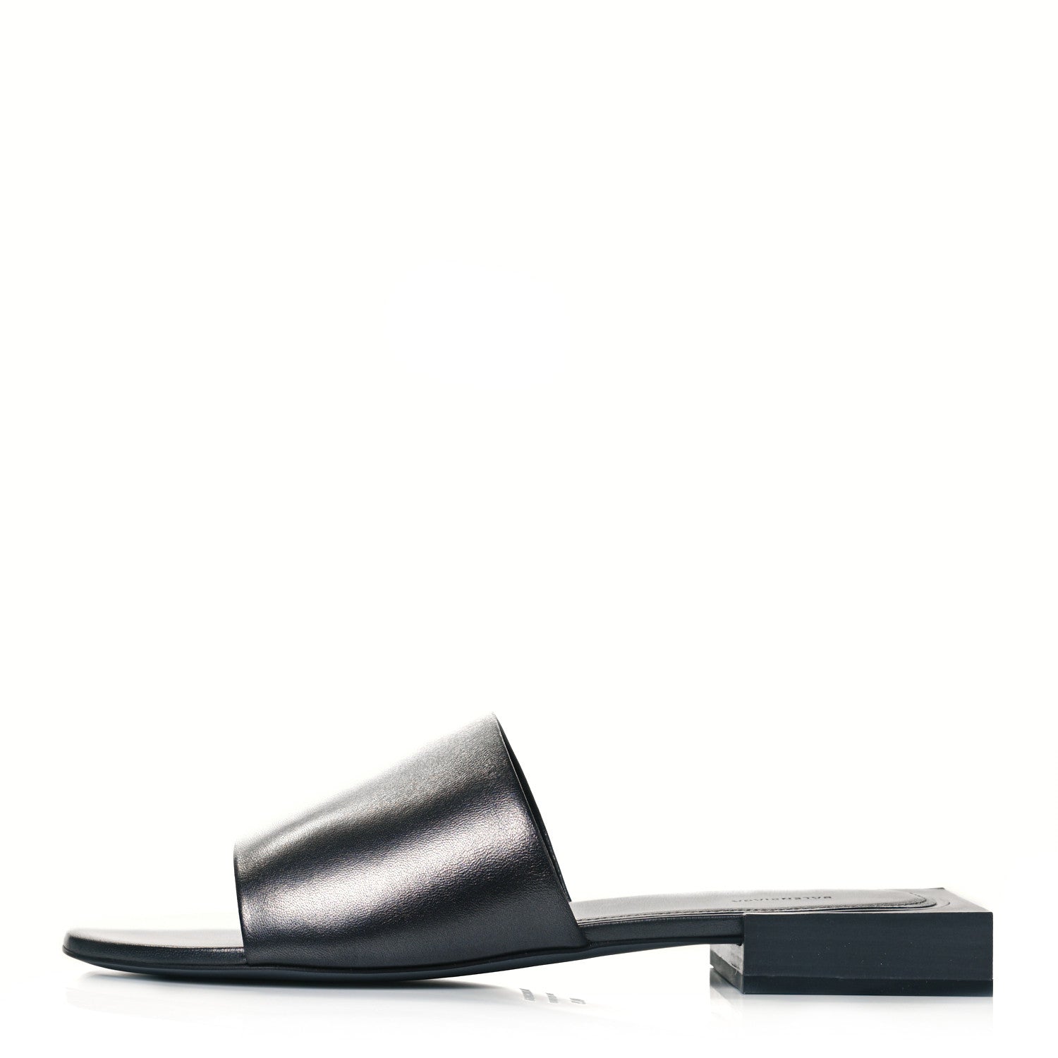 Balenciaga Shiny Smooth Sheepskin Box Flat Sandals 40.5 Black 1 of 9