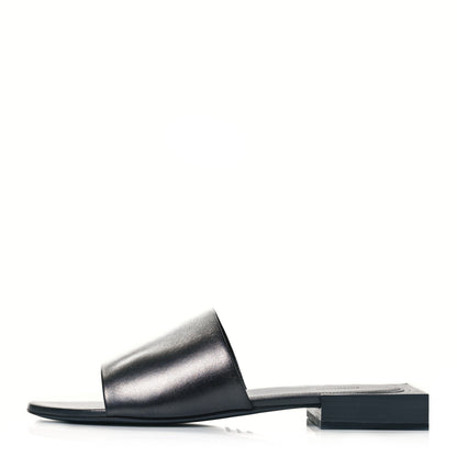 Balenciaga Shiny Smooth Sheepskin Box Flat Sandals 40.5 Black 1 of 9