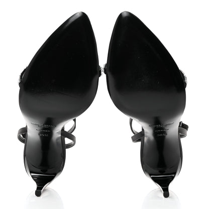 Saint Laurent Satin Crystal Gloria 100 Ankle Strap Sandals 36.5 Black 5 of 8