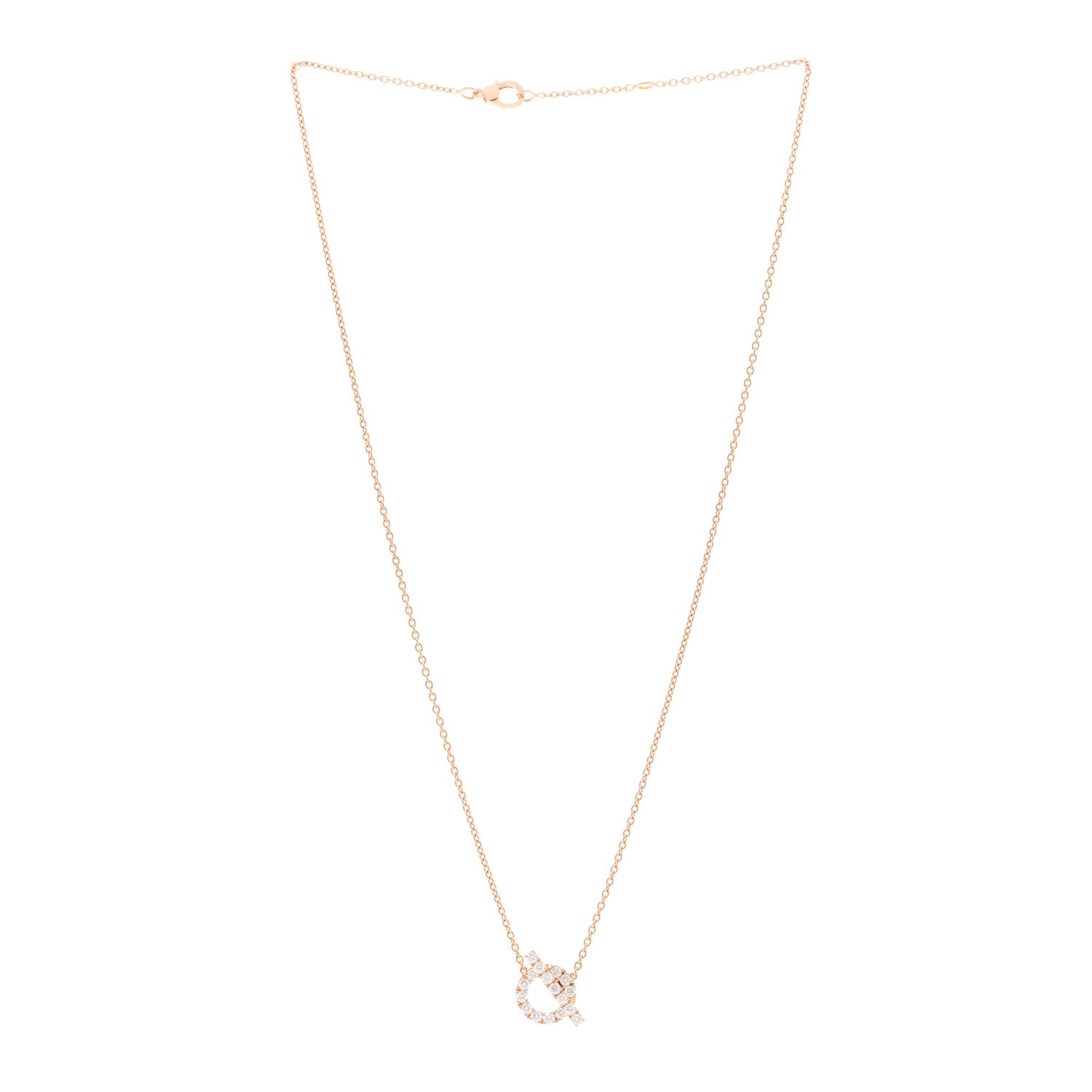 Hermes 18K Rose Gold Diamond Finesse Pendant Necklace 3 of 5