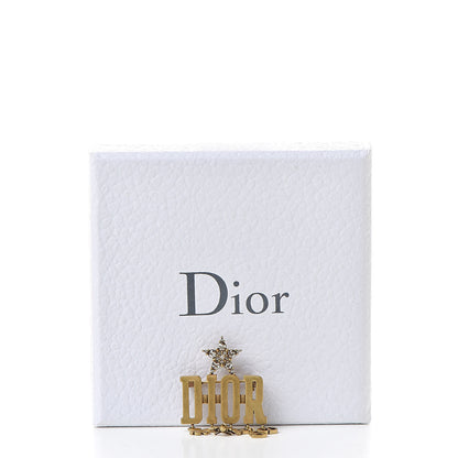 Christian Dior Metal Crystal Dio(r)evolution Logo Brooch Antique Gold 5 of 5