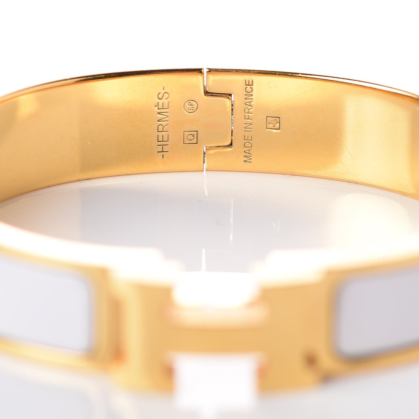 Enamel Narrow Clic Clac H Bracelet PM White