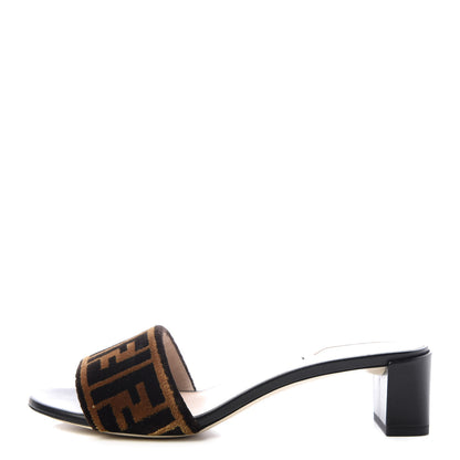 Fendi Velvet FF Slide Sandals 38.5 Tobacco 1 of 10