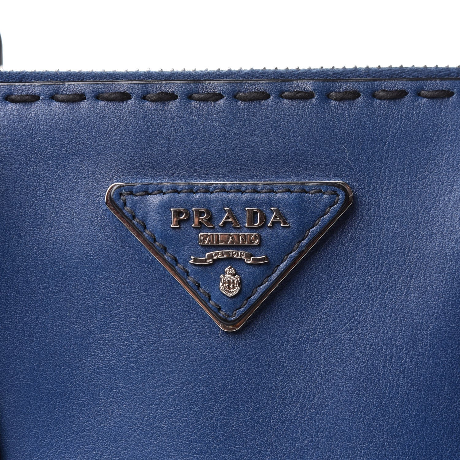 Prada City Calf Hand Stitched Small Galleria Double Zip Tote Bluette 9 of 16