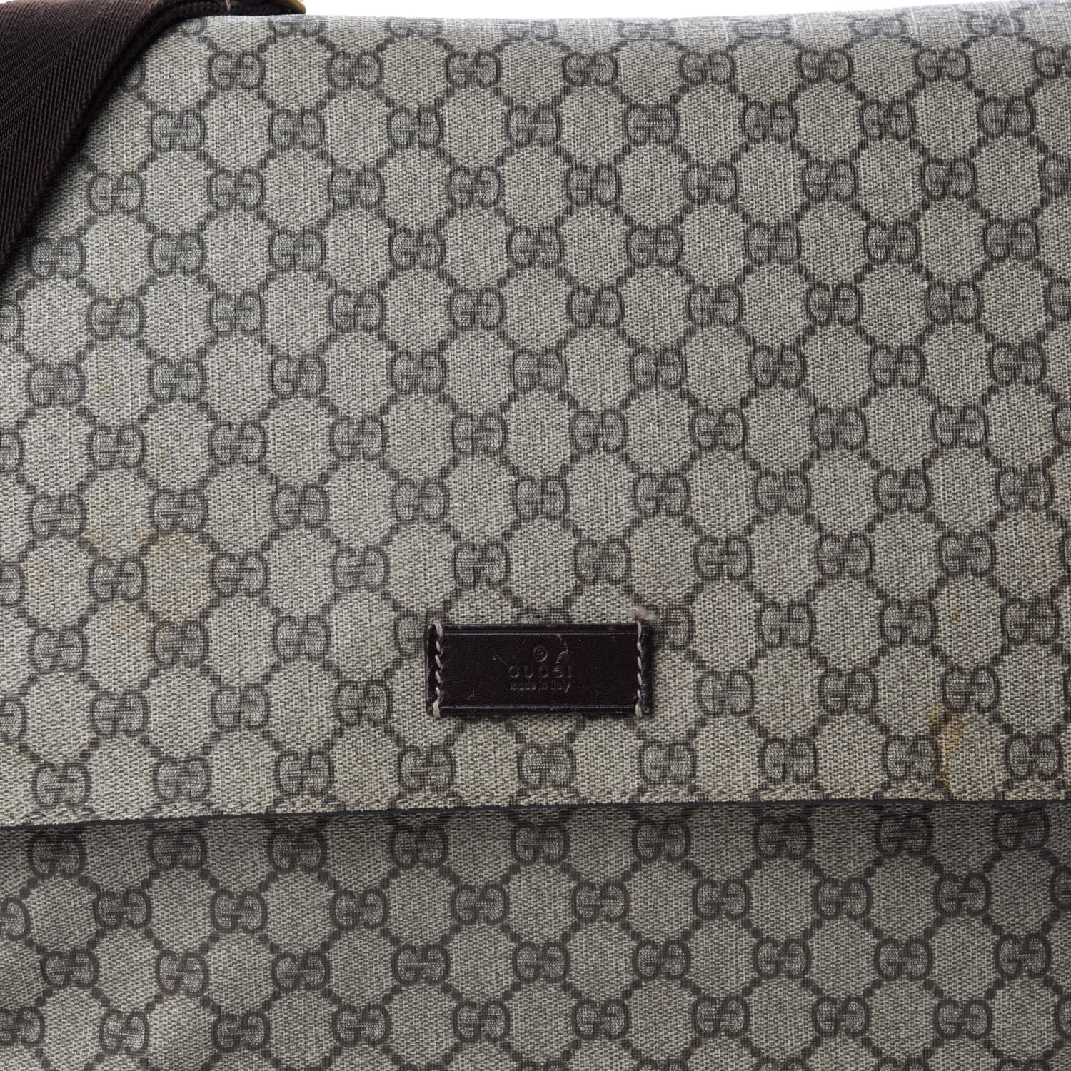 Gucci GG Supreme Monogram Selleria Calfskin Messenger Diaper Bag Beige Ebony Cocoa Dark Chocolate 13 of 13