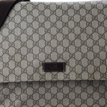 Gucci GG Supreme Monogram Selleria Calfskin Messenger Diaper Bag Beige Ebony Cocoa Dark Chocolate 13 of 13