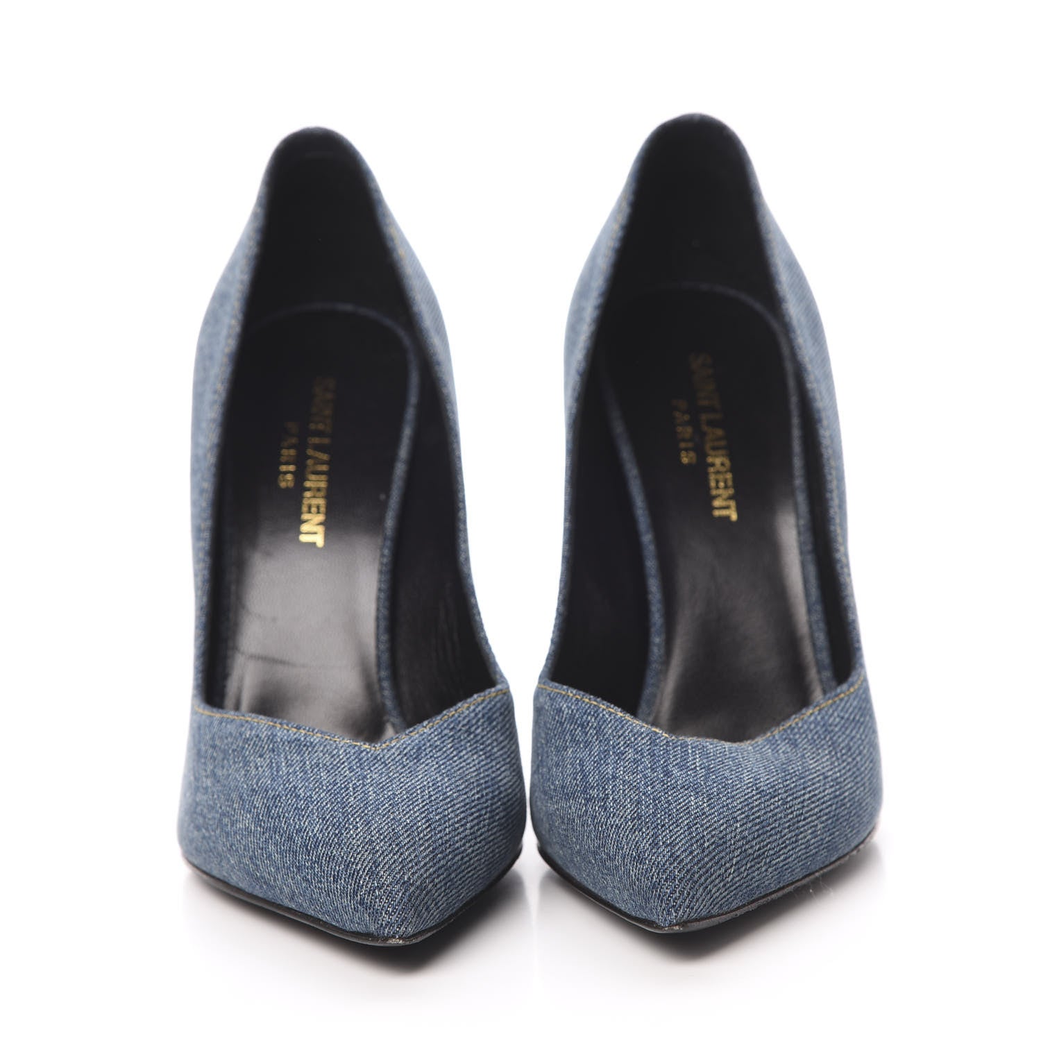 Saint Laurent Denim Classic Paris Escarpin V 105 Skinny Pumps 37.5 Light Blue 2 of 9