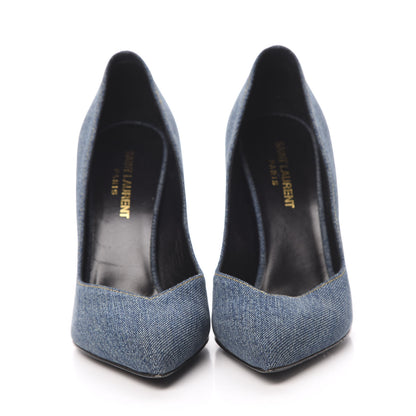 Saint Laurent Denim Classic Paris Escarpin V 105 Skinny Pumps 37.5 Light Blue 2 of 9