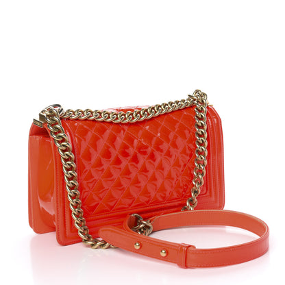 Chanel Patent Quilted Medium Boy Flap Orange 3 of 20