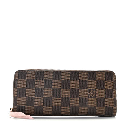 Louis Vuitton Damier Ebene Clemence Wallet Rose Ballerine 1 of 9